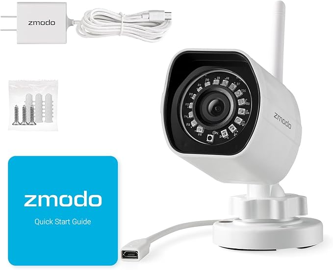 Zmodo 1080p Full HD Outdoor Wireless Security Camera System, Plug-in, Smart Home Indoor Outdoor WiFi IP Camera with Night Vision, Compatible with Alexa