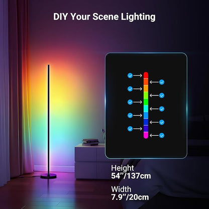 NEEWER NF04 RGB IC W Smart Floor Lamp NEW Version, 1000lm LED Corner Light Compatible with Google Alexa, APP/AI Design/Music Sync/16 Million Color Living Room Bedroom Home Decor Ambient Lighting