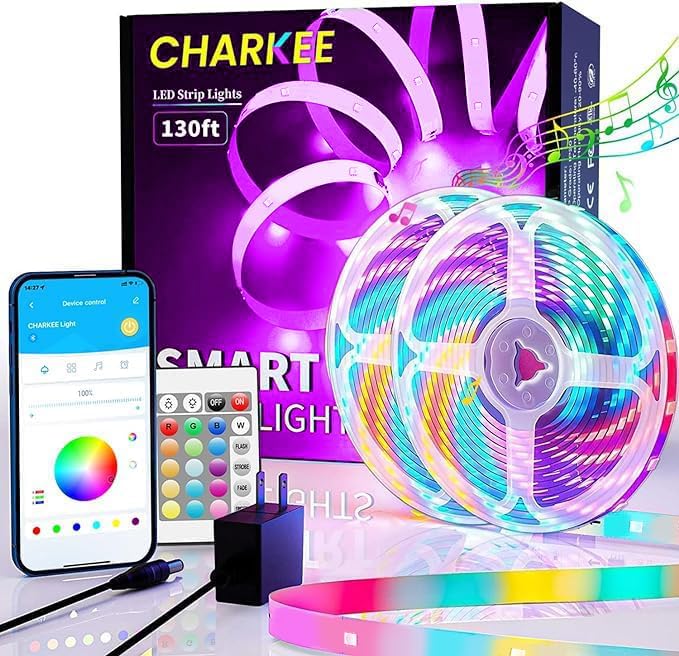 CHARKEE 130ft LED Strip Lights RGB Color Changing