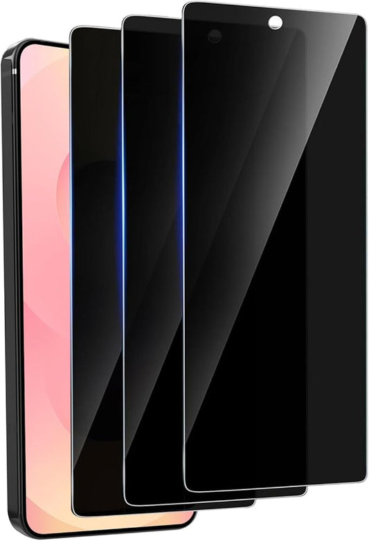 3 Pack Privacy Screen Protector for Samsung Galaxy S23 Tempered Ultra-Thin Glass with 9H, Anti Scratch, Bubble Free [Support Fingerprint Unlock] Black
