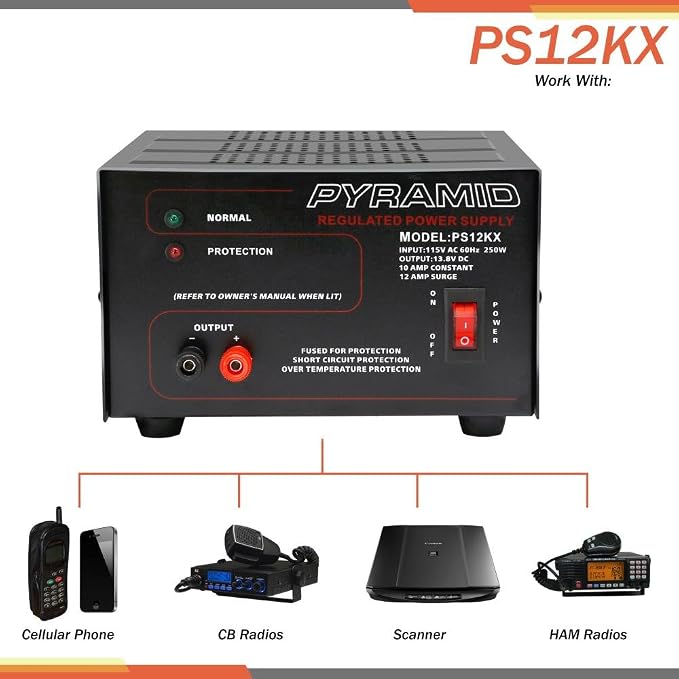 Pyramid Bench Power Supply | AC-to-DC Power Converter | 10 Amp Power Supply (PS12KX)