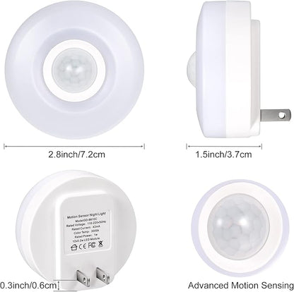 CREWEEL Night Light Plug in, Bright Motion Sensor Nightlights (200 Lumens), Smart LED Night Lights Plug Into Wall, Ideal for Bathroom, Hallway, Garage (Cool White 4Pack)