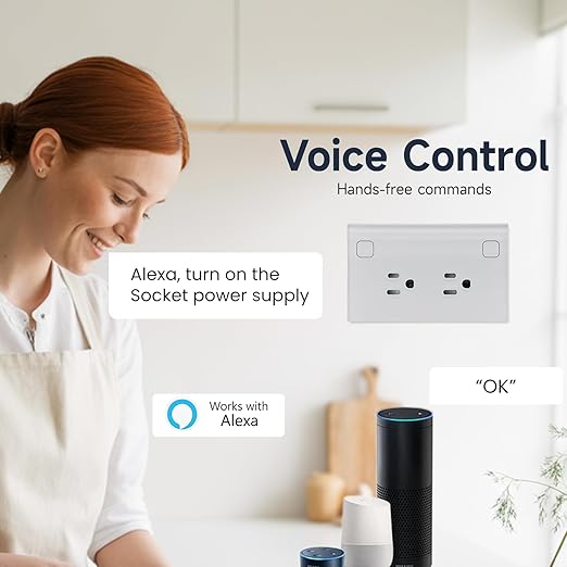 Smart Plug Energy Monitoring,4.65 X 2.83 X 1.69 Inches Wall Socket,Smart Outlet Compatible with Alexa and Tuya,Socket 2.4GHz WiFi Only,White