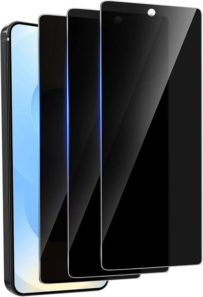 3 Pack Privacy Screen Protector for Samsung Galaxy S24 Plus Tempered Ultra-Thin Glass with 9H, Anti Scratch, Bubble Free [Support Fingerprint Unlock] Black