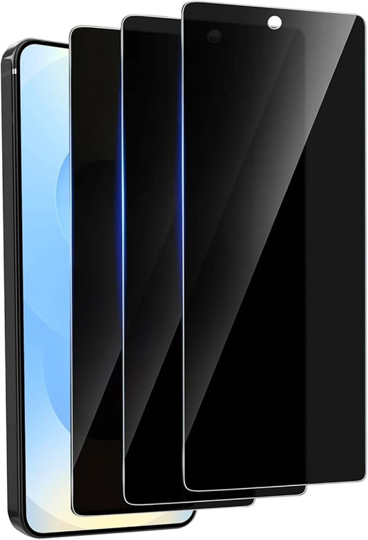 3 Pack Privacy Screen Protector for Samsung Galaxy S24 Plus Tempered Ultra-Thin Glass with 9H, Anti Scratch, Bubble Free [Support Fingerprint Unlock] Black