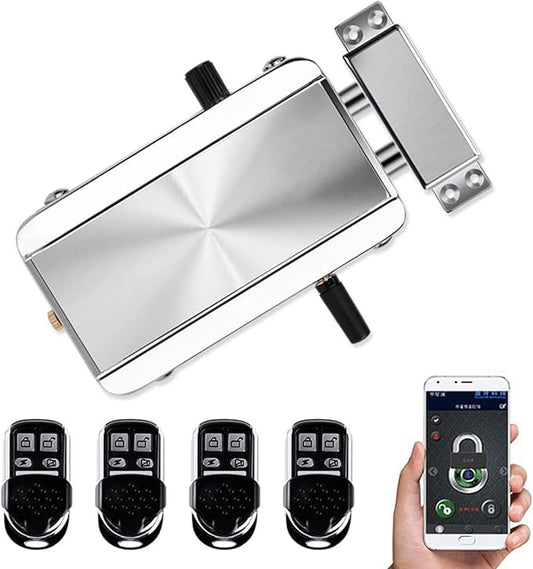 Electronic Deadbolt Door Lock, High Quality Anti-Theft Remote Deadbolt Door Lock Zinc Alloy Remote Lock for Door with 4 Remote Control for Home Office - Remotes/TTLock/Bluetooth Unlocking