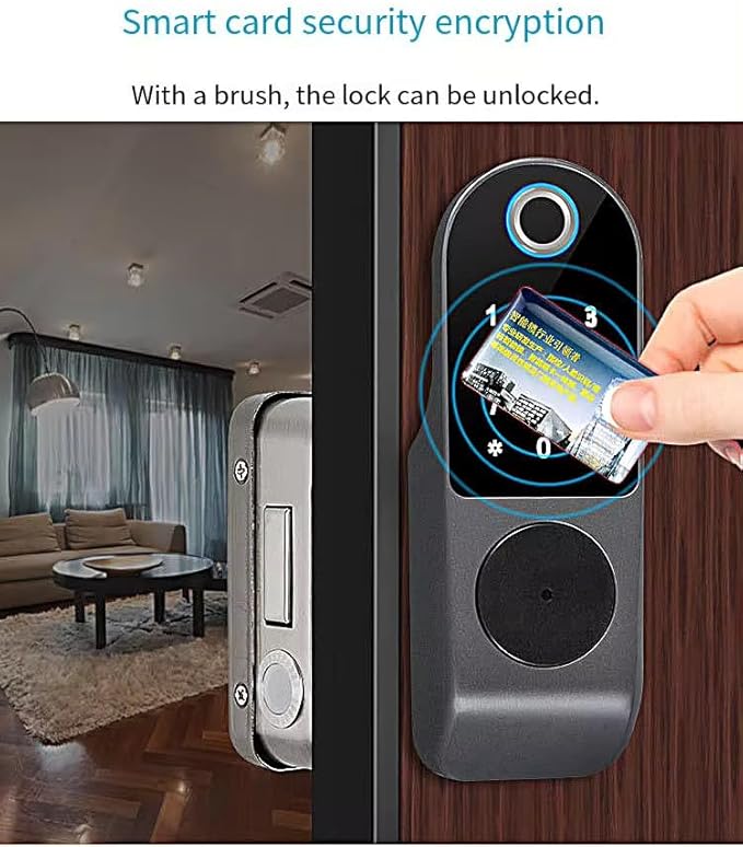 Generic Courtyard iron door lock home electronics fingerprint door lock smart door rim lock, Black