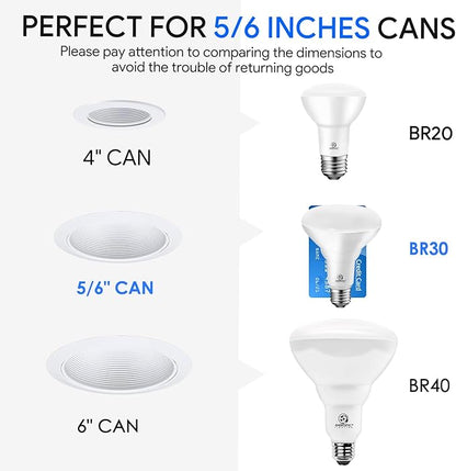 Energetic 12-Pack BR30 LED Recessed Light Bulb, 11W=75W, 2700K Soft White, 900LM, Dimmable Ceiling Flood Light Bulb for Cans, CRI85+