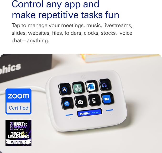 Elgato Stream Deck Neo, 8 Customizable Keys, 2 Touch Points | Automates repetitive tasks, Compatible with Zoom, Teams, Office apps, Smart home control, Zero-plastic packaging