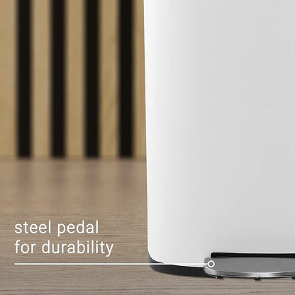 happimess HPM1006C Connor Rectangular 13-Gallon Trash Can with Soft-Close Lid and Free Mini Trash Can, Fingerprint Resistant, Modern, Minimalistic for Home, Kitchen, Office, Bathroom, White