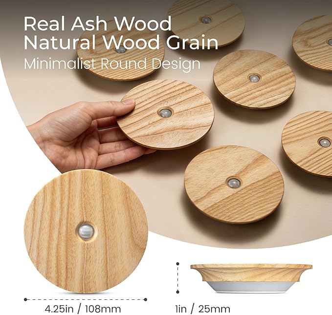 Wood Night Light with Motion Sensor , Rechargeable Backlit Light, Magnetic