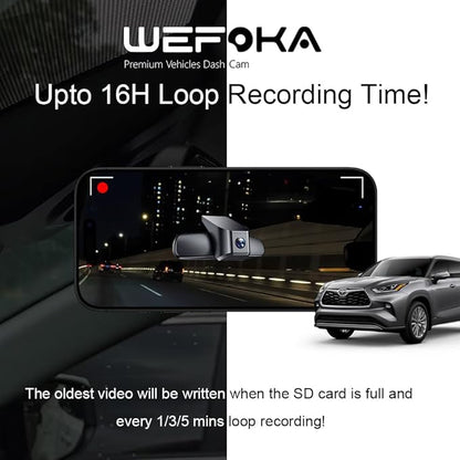 Front 4K Dash Cam for 2020-2025 Toyota Highlander LE Limited L XLE XSE Platinum (Gen4/UX70), OEM Look, Dual HD Video, WiFi & APP, Loop Recording, G-Sensor, Easy to Set, 128GB Card (F10)