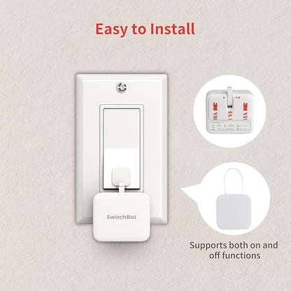 Switchbot Smart Switch Button Pusher (Bluetooth) – Fingerbot for Rocker Switch/One-Way Buttons, App Timer Control, No Wiring, Hub Included for Voice/Remote, White