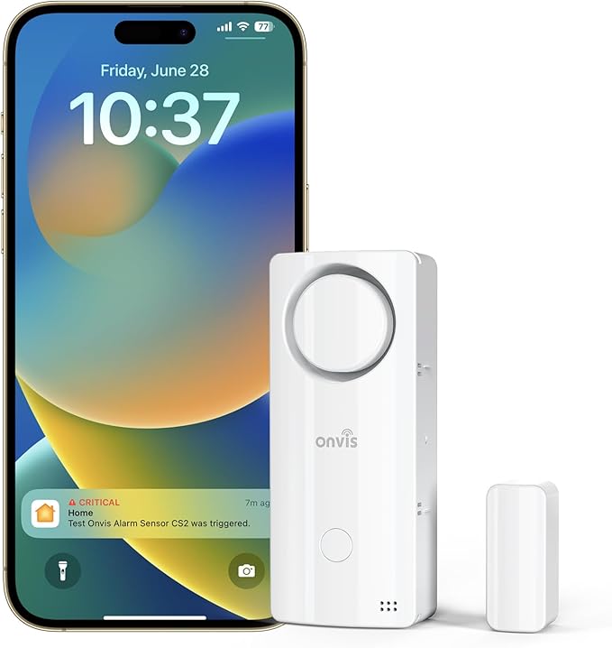 Onvis 4-in-1 Wireless Door Window Contact Sensor for Alarm System and Smart Home Automation ,Thermometer, Hygrometer, Only Works with Apple HomeKit (Thread) -Need to Upgrade The Firmware to 1.6.6