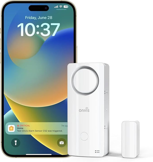 Onvis 4-in-1 Wireless Door Window Contact Sensor for Alarm System and Smart Home Automation ,Thermometer, Hygrometer, Only Works with Apple HomeKit (Thread) -Need to Upgrade The Firmware to 1.6.6