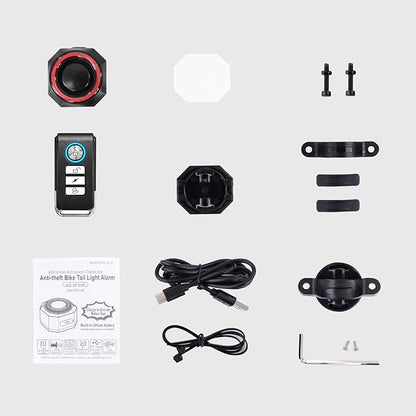 NineLeaf Bicycle Tail Light Rechargeable,Bike Tail Light with Alarm and Remote,Bike Alarms for Ebikes,IP65,113dB Alarms, Level 7 Sensitivity, Auto ON/Off Bike Tail Light with Smart Brake Lights