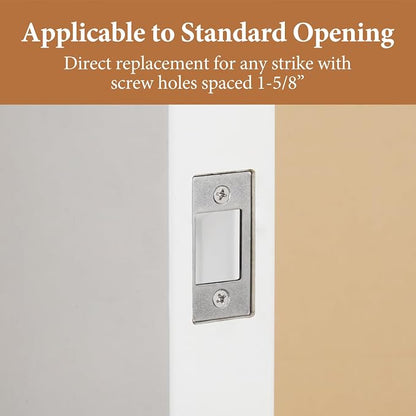 Deadbolt Restorer Strike Plate, Fix Dead Bolt Misalignment/Sticking/Jamming, Large Hole and Narrow Edge Frame Striker for Door Latch (1, Silver) | Narrow Edge & Large Hole, 2-1/4"H x 1"W, 1-5/8” Screw Hole Spacing, Stainless Steel, Enlarged Opening for...