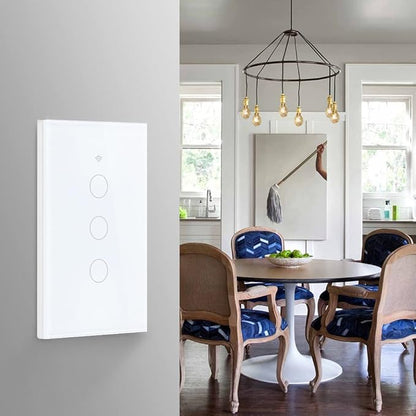ZMIN WiFi Smart Light Switch Glass Screen Touch Panel Voice Control Wireless Wall Switches Remote with Voice Control White 1-Gang