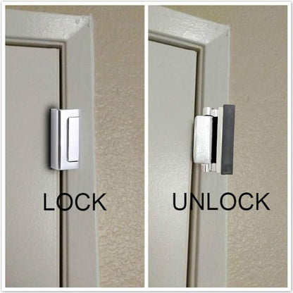 2 Pack Door Reinforcement Security Locks with 8 Screws, Childproof Night Lock Withstands 800 Lbs - Silver