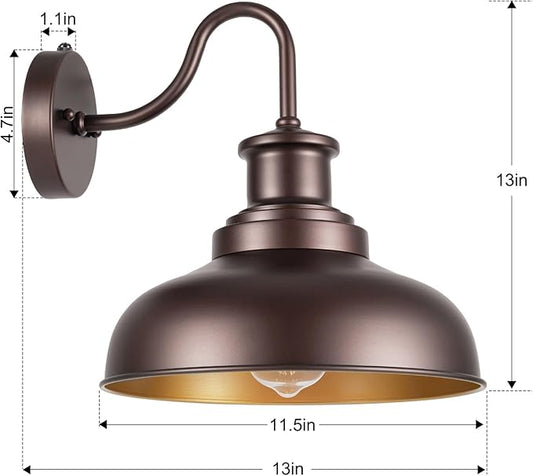 Dusk to Dawn Outdoor Barn Lights Outdoor Wall Sconces Farmhouse Exterior Wall Mount Light Vintage Outside Lighting Fixture Industrial Bronze Lantern for Porch Garage Shed Patio, 2 Pack