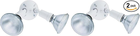 Lithonia Lighting Outdoor Flood Light Fixture,Adjustable Twin Par Flood Light Holder for Safety and Security,120 Volts,Uses 2 Lamps Up to 150W (Not Included), White (OFTH 300PR 120 WH M12),(Pack of 2)