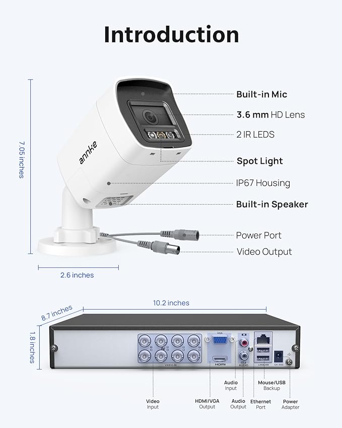 ANNKE 3K Two-Way Audio Security Camera System, 8CH 3K Lite H.265+ DVR with AI Human/Vehicle Detection, 4X 5MP/3K CCTV Wired Cams with Color Night Vision, 1TB HDD for Home Surveillance 24/7 Recording