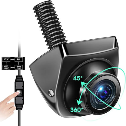 【4 Signal Modes】Backup Camera 360°+45°Rotatable Back up Camera Supports AHD 1080P/720P/NTSC/PAL Models RearView Reverse Camera for Car Truck Super Night Vision IP69K Parking Assist 170° Angle 12V-24V