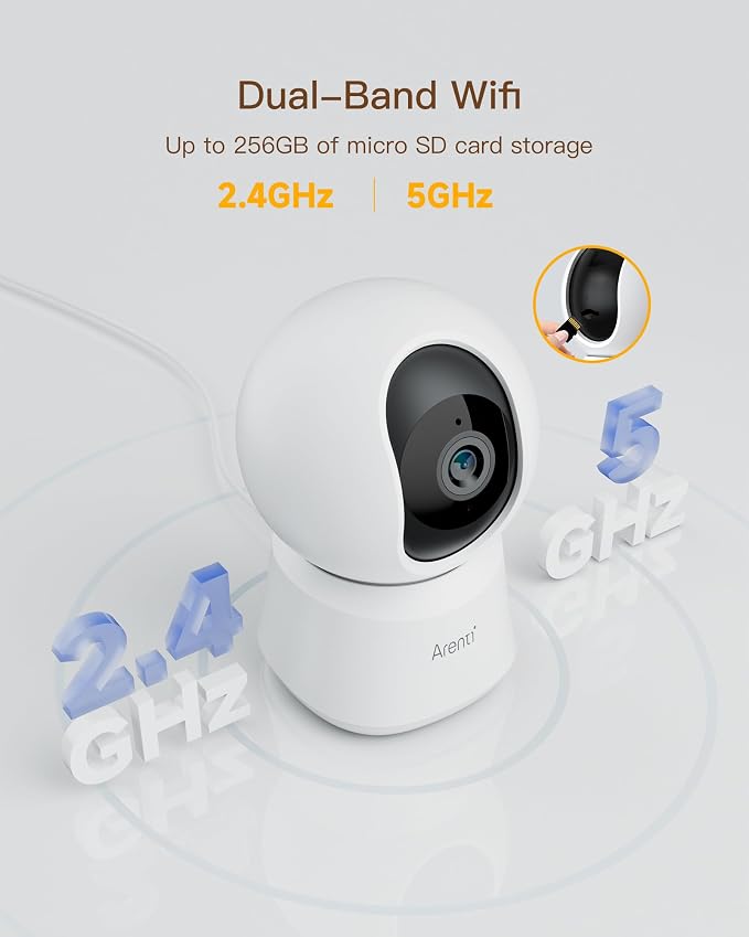 ARENTI 4MP Pet Camera P2Q, 5G WiFi 6 Indoor Security Camera, Free Phone App