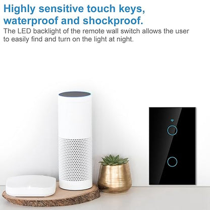 WiFi Touch Screen Switch & Home, Fireproof ABS & Tempered Glass, 2-Way Smart Switch, App Control, 10A 2200W, Supports Multiple Languages
