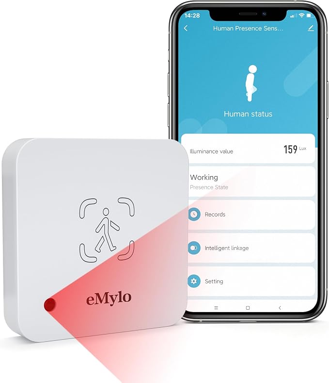 eMylo WiFi Presence Sensor Millimeter Wave Radar No Hub Motion Detector | 24/7 Human Presence and Motion Detection for Home or Business with mmWave Radar, App Monitoring(2.4 GHz Wi-Fi Required)