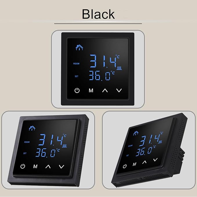 Smart Home Floor Heating Thermostat 16A AC85-250V Electric Heating Easy Installation Accurate Temperature Control (Black)