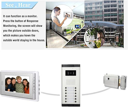 2 Units Apartment Video Intercom System, 7 Inch Monitor Wired Video Doorbell Door Phone Kits, Indoor Outdoor IR Camera, Monitoring, Unlock, 2 Way Intercom for Home Apartment