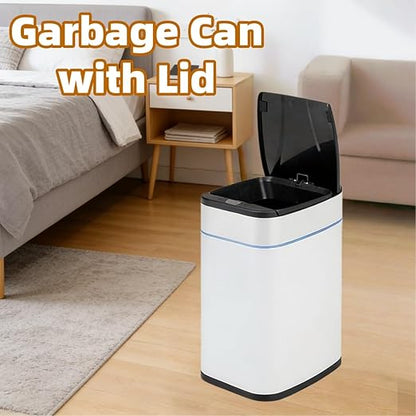 Garbage Can with Lid, Intelligent Sensor Opening and Closing, Small Garbage Can for Living Room, Bedroom, Kitchen and Bathroom (1, Square Gold)