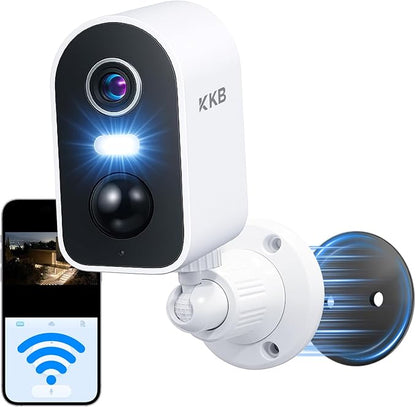 KKB Security Cameras Wireless Outdoor Magnetic, 2K Smart WiFi Camera Indoor for Home Security, Long Battery Life Powered, AI Motion Detection, Color Night Vision, iCam365 APP, 2 Way Audio