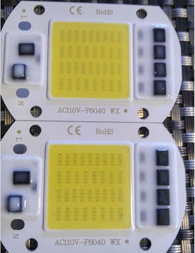 SaiDian 2Pcs LED Chip Light COB Chip 50W AC 110V Driverless High Power Positive White Light Engine Integrated Smart IC Driver