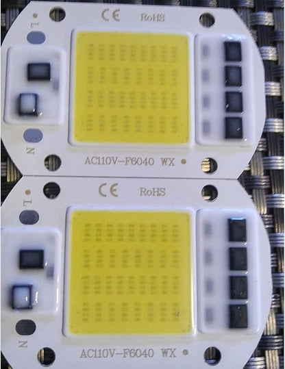 SaiDian 2Pcs LED Chip Light COB Chip 50W AC 110V Driverless High Power Positive White Light Engine Integrated Smart IC Driver