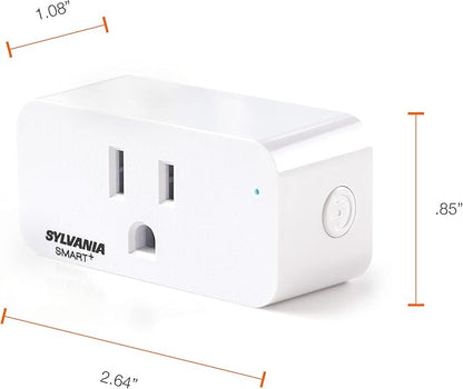 Sylvania WiFi Smart Plug, Voice Control, Compatible with Alexa and Google Home, Timer, On/Off, White - 4 Pack (75703)