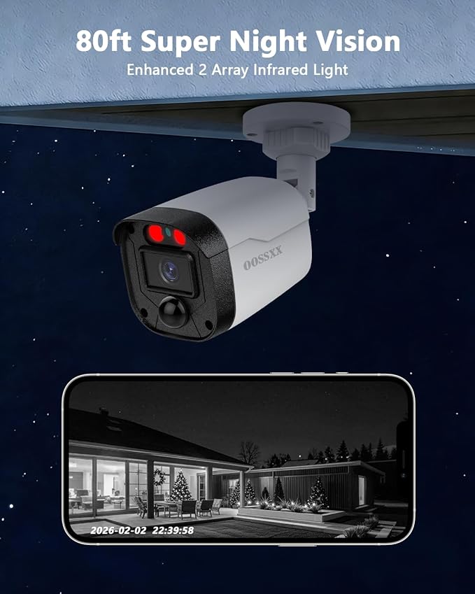 {2026 Update} 5MP Wired Security Camera System Outdoor, 8CH DVR with 1TB HDD, 6 x 122° Wide Angle Home Surveillance Cameras, IP67 Waterproof, Free App No Monthly Fee, Remote Control, 65ft Night Vision