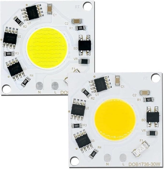 2pcs LED COB Chip 30W 2400lm Lumens Pure White Warm White Light 3000k 6500k 220V Smart IC No Need to Drive Commercial Lighting L(Warm White 3000K)