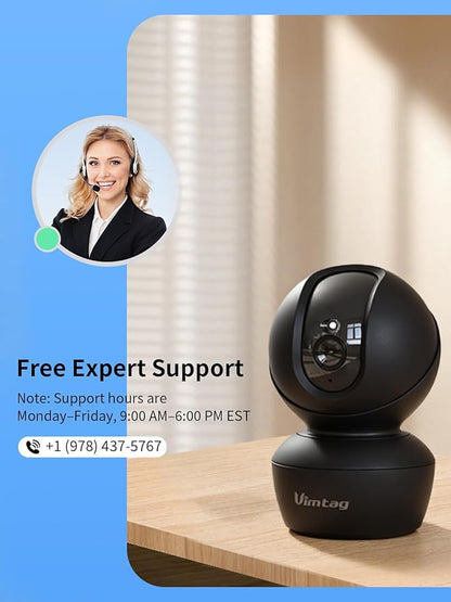 VIMTAG 5G 4MP Indoor Cameras for Home Security, Pet Camera Indoor with Phone App, Dog Cam, Human Detection, 2-Way Audio, 360 Motion Tracking, IR Night Vision, Compatible with Alexa