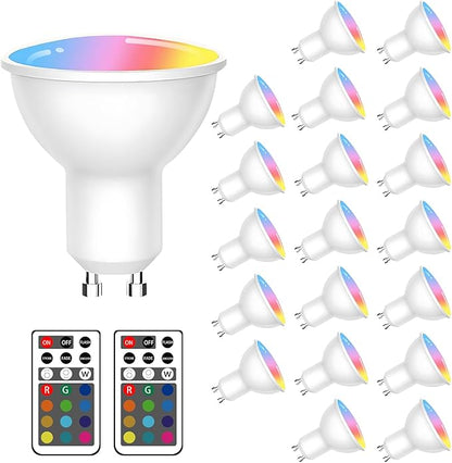 XRise GU10 LED Light Bulb Dimmable 3W LED Bulbs with 180°Flood Beam Warm White 3000K 12 Color Choices Remote Control Included Suitable for Bedroom Living Room Party Gathering（20 Pack ）