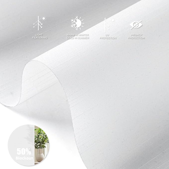 Motorized Blinds with Remote [Light Filtering] Smart Blinds Compatible with Alexa Google HomeKit, 50% Blackout Automatic Roller Shades for Indoor Windows, Customized Size, Mist Frost White