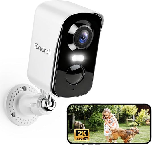 2K Security Cameras Wireless Outdoor - 5200mAh Battery Powered, AI Motion Detection, Color Night Vision & Two-Way Audio, IP65 Waterproof, 30-Day Free Cloud Trial, Works with iOS/Android