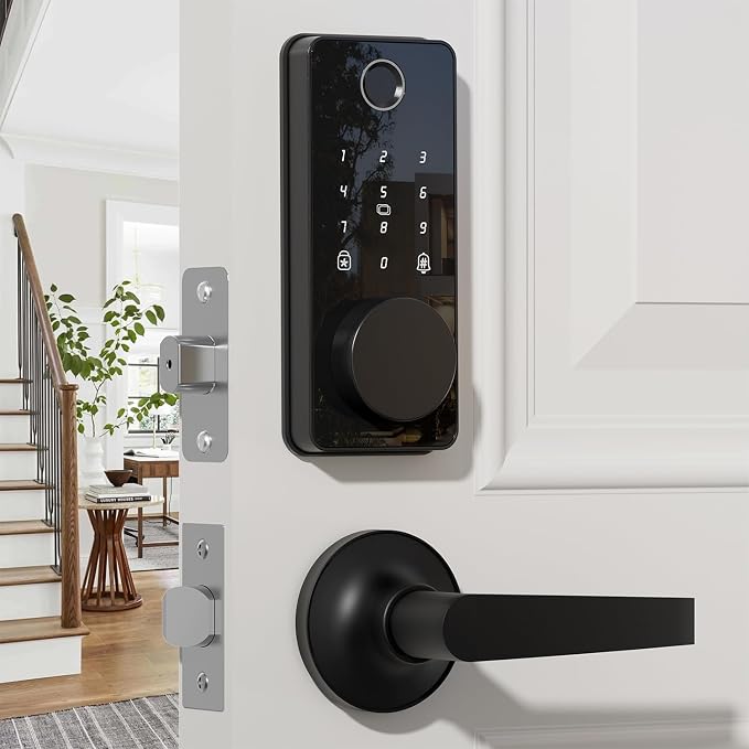 Smart Lock with Handles, Biquole Fingerprint Door Lock for Front Door