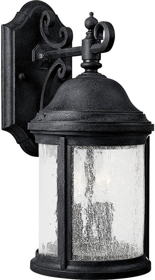 Progress Lighting Ashmore Collection 2-Light Water Seeded Glass New Traditional Outdoor Small Wall Lantern Light Textured Black