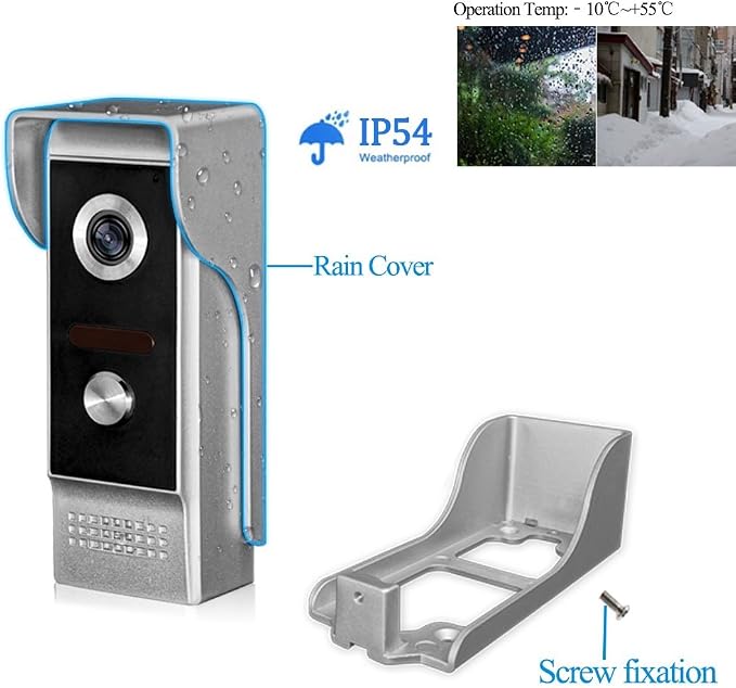 LIBO 7" Video Intercom Wired Home Video Door Entry System, One Indoor Monitor with One Outdoor Camera, Waterproof Rainproof IR Night Vision, Two-Way Audio