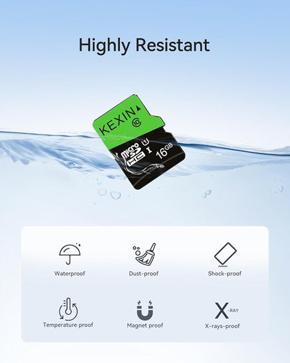 KEXIN 16GB Micro SD Card 10 Pack with SD Adapter microSDHC Memory Card UHS-I C10 U1 Micro SD Card Full HD High Speed TF Card for Smartphone Tablet Action Camera Dash Cam Drone Game Console