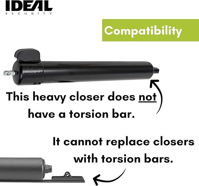 Ideal Security 9700 Heavy Pneumatic Touch & Hold Storm and Screen Door Closer for Wood, Aluminum, and Vinyl Doors, Silent and Smooth Closing, 11.5", Black