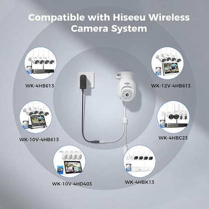 Hiseeu 3MP Wireless Outdoor Security Camera, 2.4G/5G WiFi, Color Night Vision, 360° Pan&Tilt, Motion Detection, Siren & Light Alarm, IP66 Waterproof, NVR Compatible, No Monthly Fee