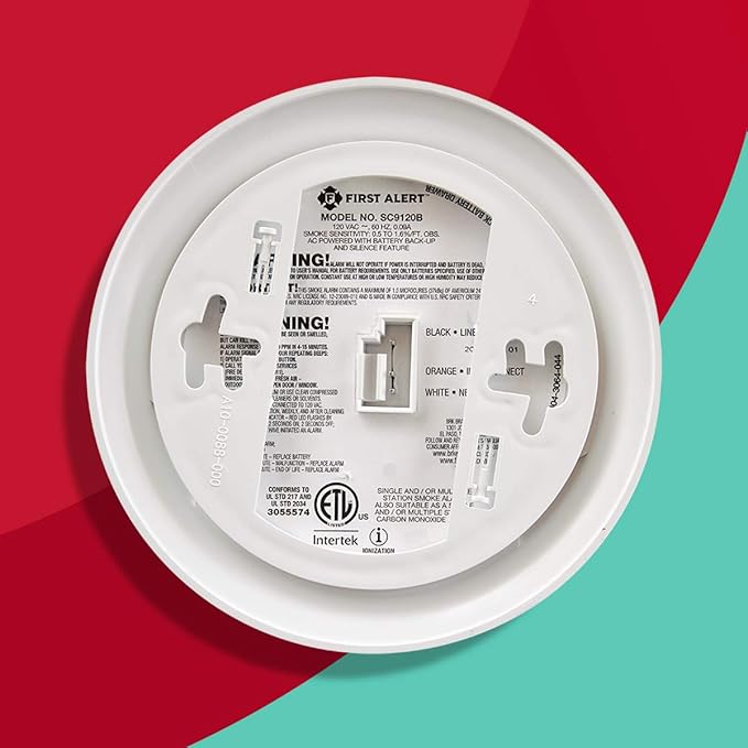 FIRST ALERT BRK SC9120B-3 Hardwired Smoke and Carbon Monoxide (CO) Detector with Battery Backup, White, Pack of 3